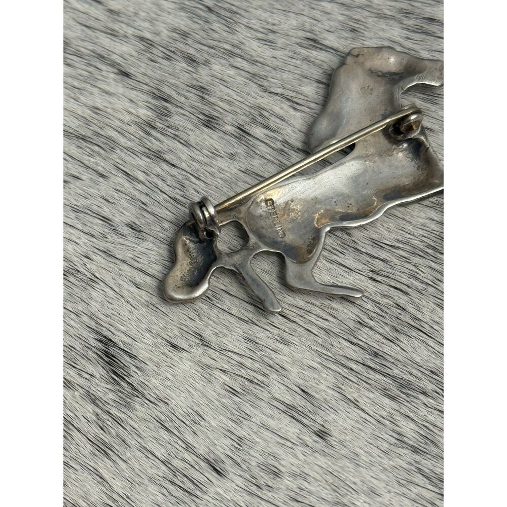 Vtg Native Sterling Silver Running Horse Mustang Unicorn Equestrian Pin Brooch - Picture 5 of 11